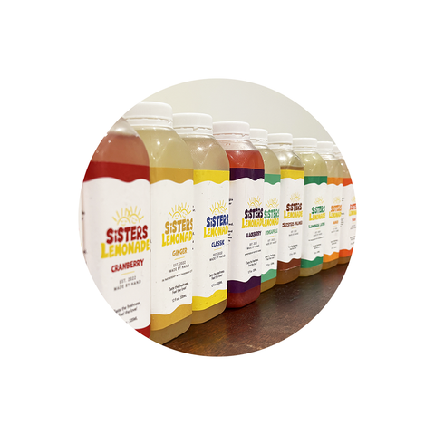 Line up of Sisters Lemonade lemonades