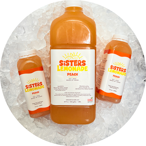Sisters Lemonade Peach Lemonade bottles