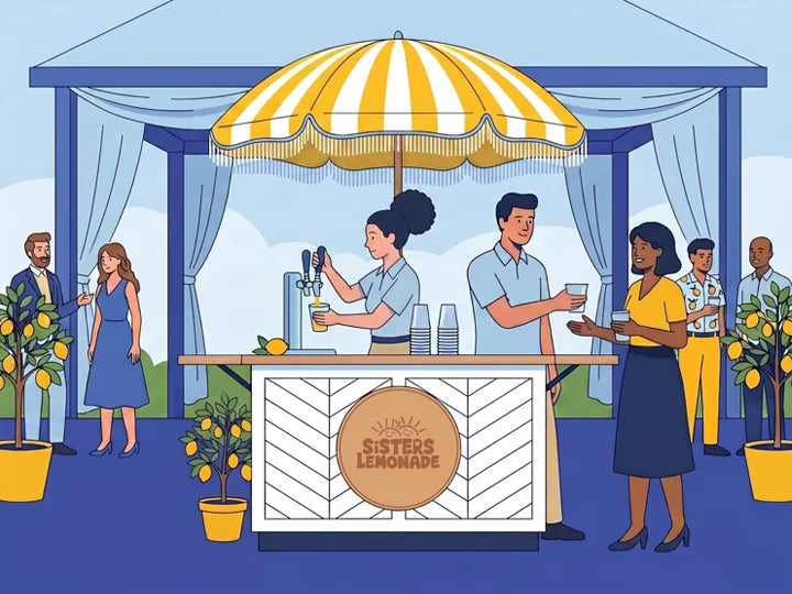 Sisters Lemonade catered stand at a corporate event