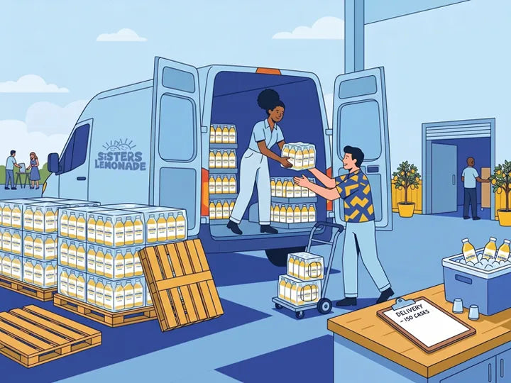 Sisters Lemonade drop-off lemonade delivery for a corporate event